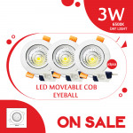 [Special Sales] Led Moveable Eyeball COB 3W Day Light X3pcs#Spotlight#Downlight#Ceiling Light#Lampu Siling#Adjustable#灯
