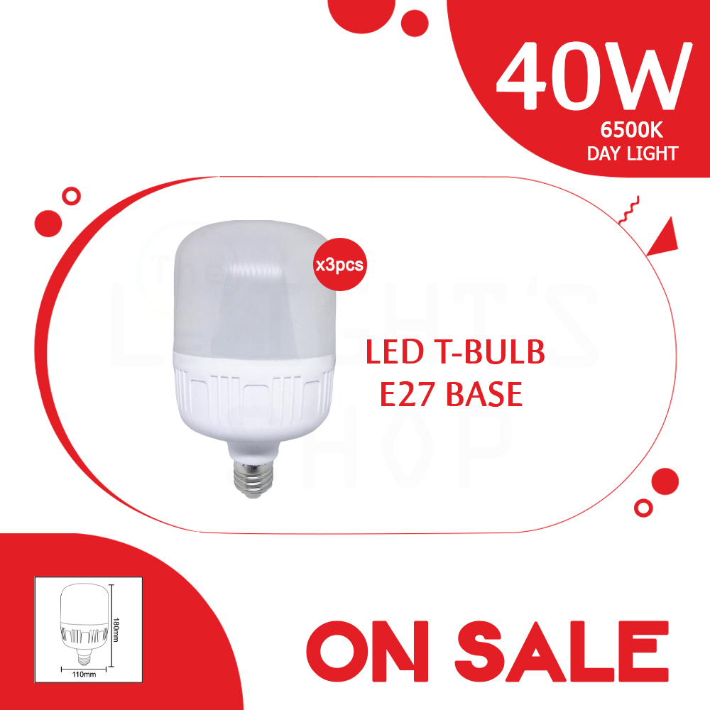 [Special Sales] Led T-Bulb 40W E27 Day Light X3pcs#Led Bulb#E27 Bulb#Brightness#Globe Lamp#High Power#Mentol Lampu#电灯泡