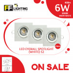 [Special Sales] FFL Led Eyeball 6W Square White/Black Warm White S2#FF Lighting#Spotlight#Downlight#Ceiling Light#灯