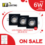 [Special Sales] FFL Led Eyeball 6W Square White/Black Warm White S2#FF Lighting#Spotlight#Downlight#Ceiling Light#灯