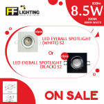 [Special Sales] FFL Led Eyeball 8.5W Square White/Black Warm White S2#FF Lighting#Spotlight#Downlight#Ceiling Light#灯