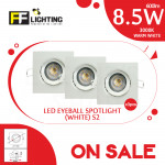 [Special Sales] FFL Led Eyeball 8.5W Square White/Black Warm White S2#FF Lighting#Spotlight#Downlight#Ceiling Light#灯