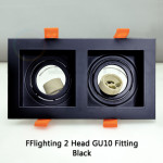 FFL 2 Head GU10 Fitting Black/White#FF Lighting#GU10 Holder#Casing Frame#Eyeball Downlight Housing#Spotlight Fitting