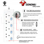 GONGNIU Trailing Socket 5 Gang-1.8 Meter E3050/T-18#Bull#Basic/Lightning Protect#Sirim#Cord Extension Socket#Adaptor#电线
