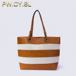 PW.CY.SL Handbag Tote Jalur Wanita Kulit PU/PVC