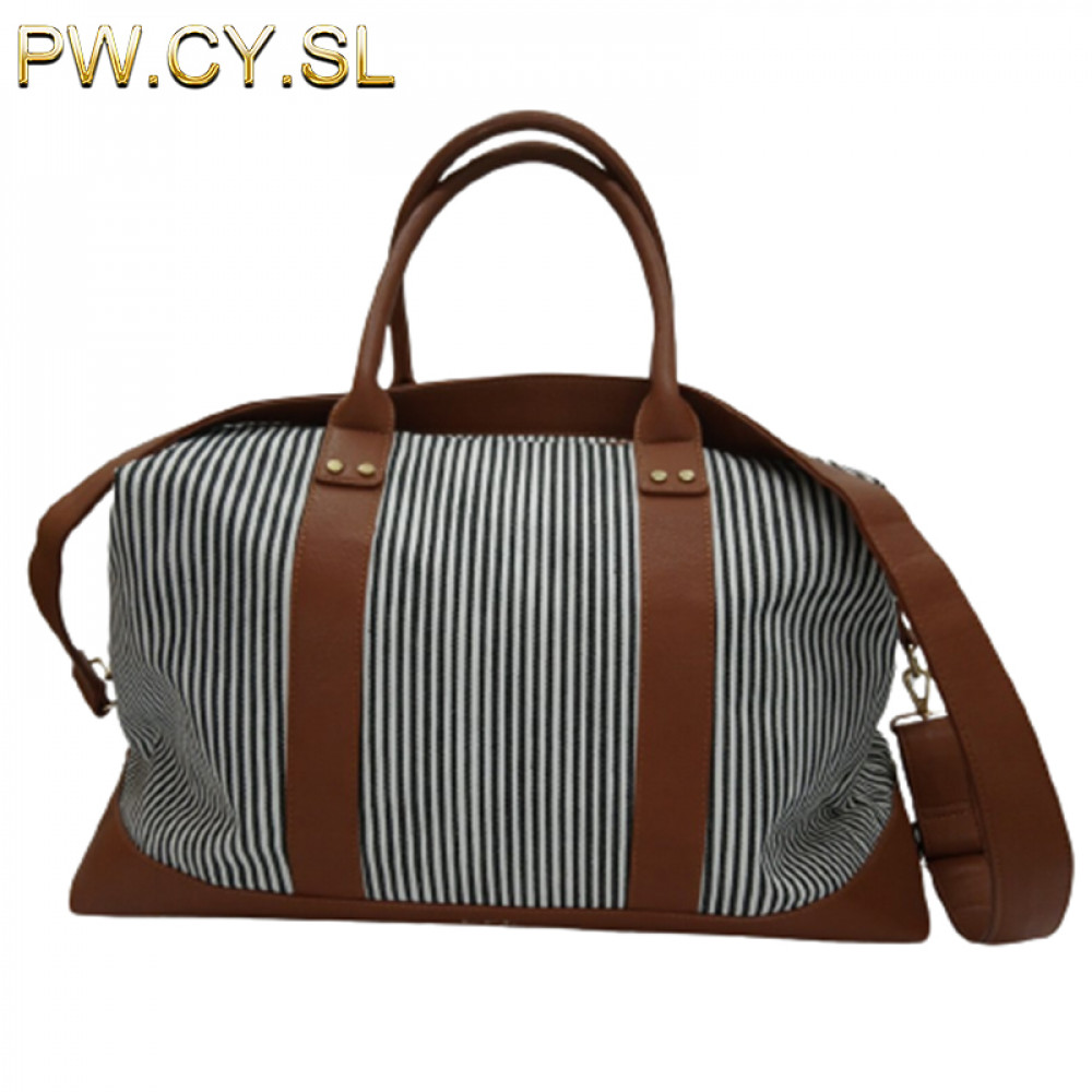 PW.CY.SL Bag Melancong Boston Duffel Jalur Wanita