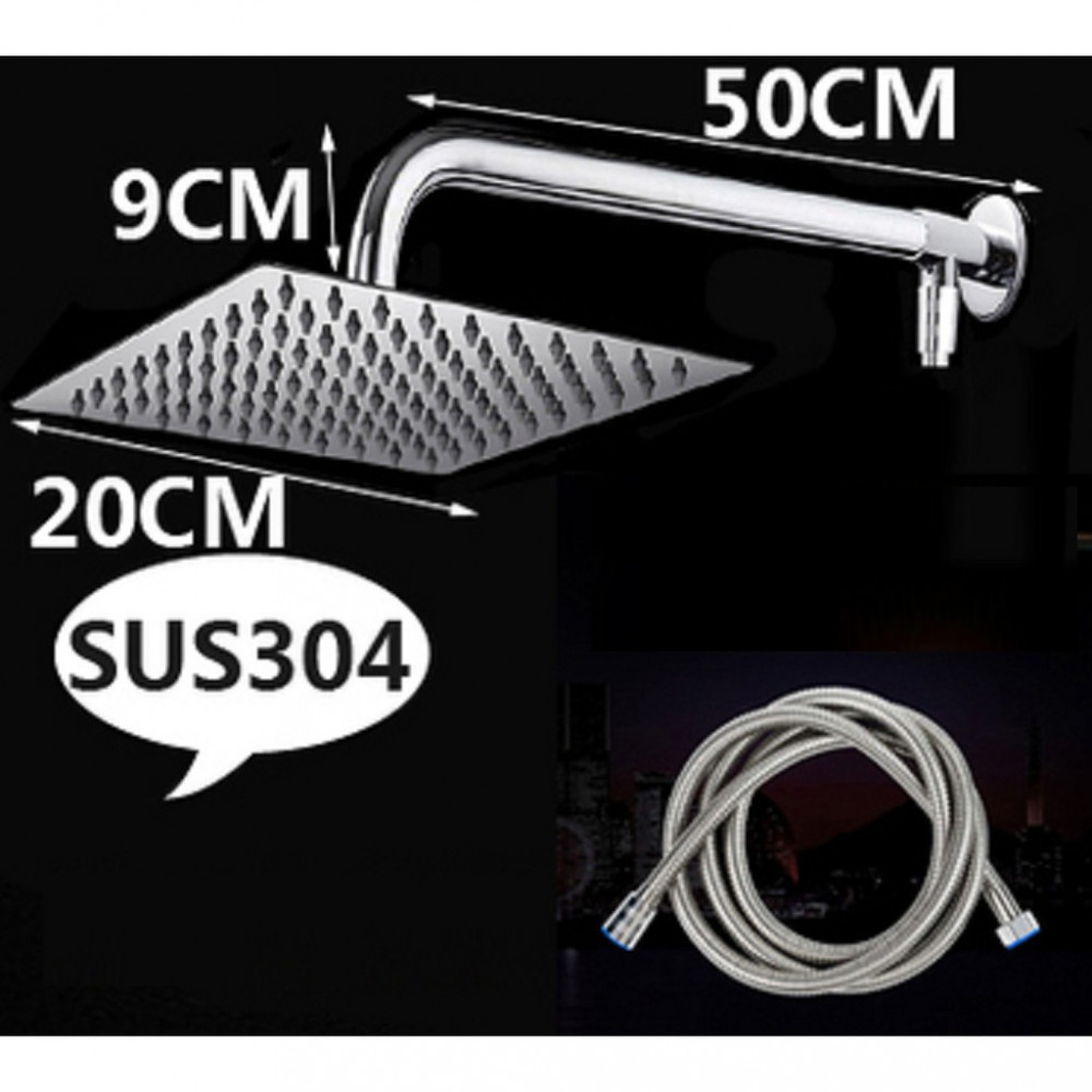 [HB222] Qianxi Stainless Steel Rain Shower Head Set (8” Square)