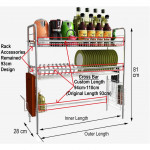 [HK176] CUSTOM LENGTH 94cm – 110cm 304 Stainless Steel 2 Tier Bowl Dish Rack