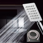 Stainless Steel Water Saving Bathroom Square Handheld Rain Shower Head Set