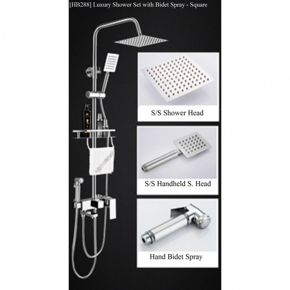 [HB288] Luxury Rain Shower Set with Bidet Spray For Water Heater / Square