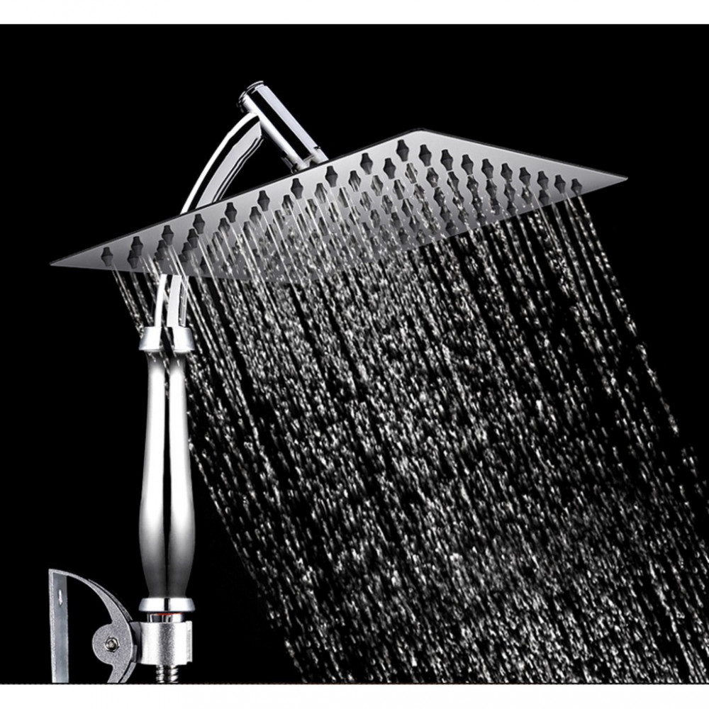 Handheld Bathroom 6” Square Shower Head Set Rainfall Pressurized Water Saving