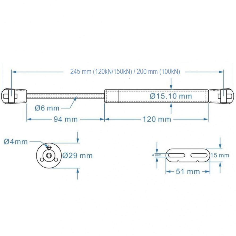 Hk881 Cabinet Door Soft Gas Strut Lift Pneumatic Support Rod