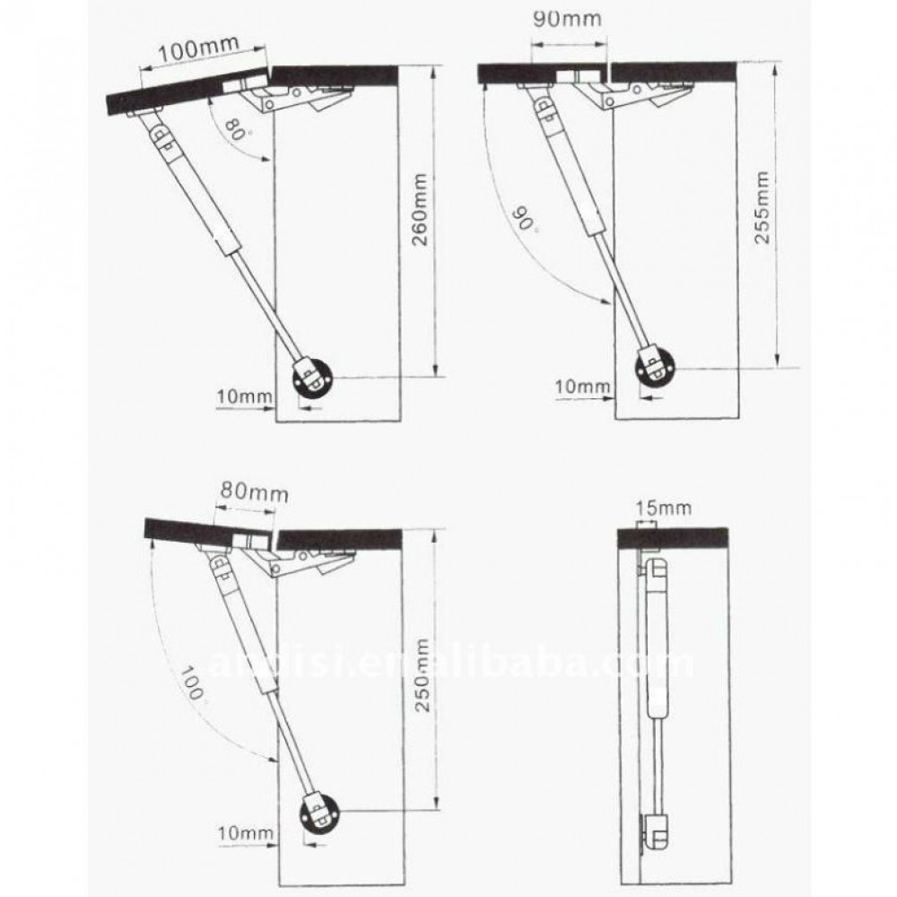 Hk881 Cabinet Door Soft Gas Strut Lift Pneumatic Support Rod