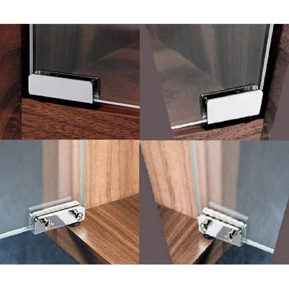 Hd231 Furniture Cabinet Glass Door Pivot Hinge Chrome With Touch Latch Plate