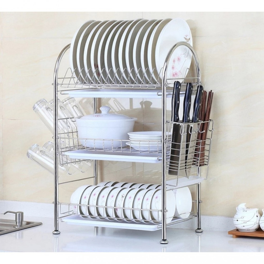 [HK112] 304 stainless steel 3 - Layer Multifunction Bowl Dish Rack / Rak Pinggan