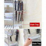 [HK112] 304 stainless steel 3 - Layer Multifunction Bowl Dish Rack / Rak Pinggan