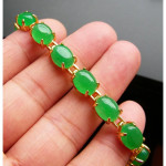 [PT136] Luxury Green Emerald Jade Gold Plating Korea Style Jewelry Bracelet