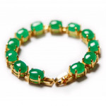 [PT124] Luxury Green Emerald Jade Gold Plating Korea Style Jewelry Bracelet
