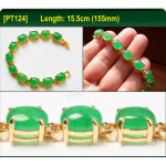 [PT124] Luxury Green Emerald Jade Gold Plating Korea Style Jewelry Bracelet