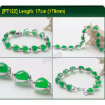[PT122] Luxury Green Emerald Jade Silver Plating Korea Style Jewelry Bracelet