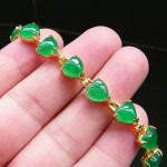[PT121] Luxury Green Emerald Jade Gold Plating Korea Style Jewelry Bracelet