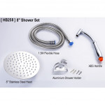 Rainfall Pressurized Water Saving Handheld Bathroom 8” Round Shower Head Set