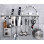 BOLTLESS Wall Mount Stainless Steel Kitchen Hanging Hooks Pot Pan Storage Rack