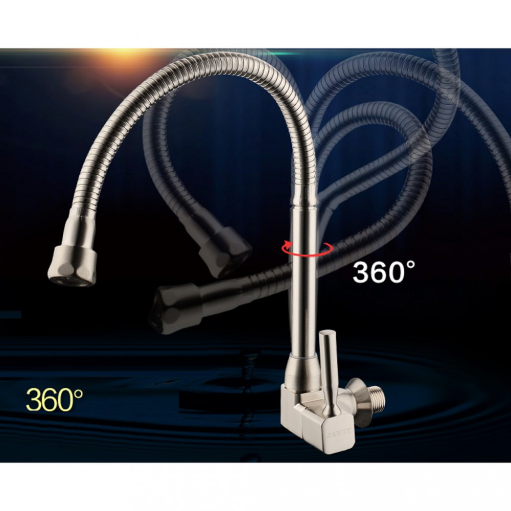 [HK514] 304 Stainless Steel Flexible Neck Hose Kitchen Sink Faucet