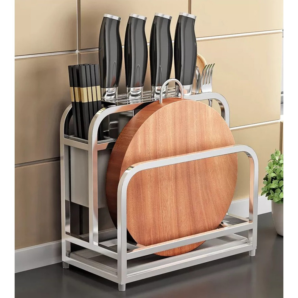[HK159] 304 Stainless Steel Multifunction Knife Cutting Board Rack