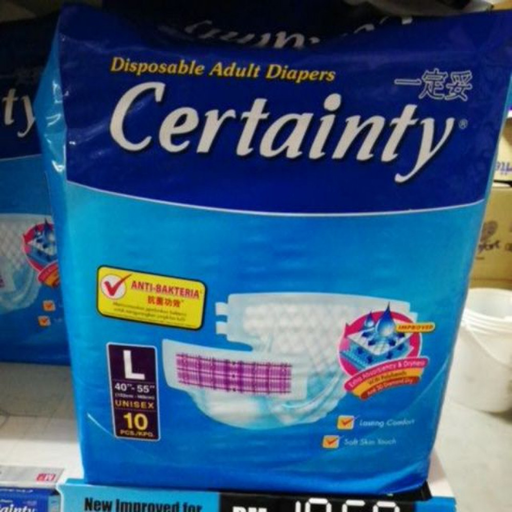 CERTAINTY ADULT DIAPERS L 10 (ORDER MAX 8 PACKS ! ) CERTAINTY ADULT DIAPERS L 10 (ORDER MAX 8 PACKS ! )