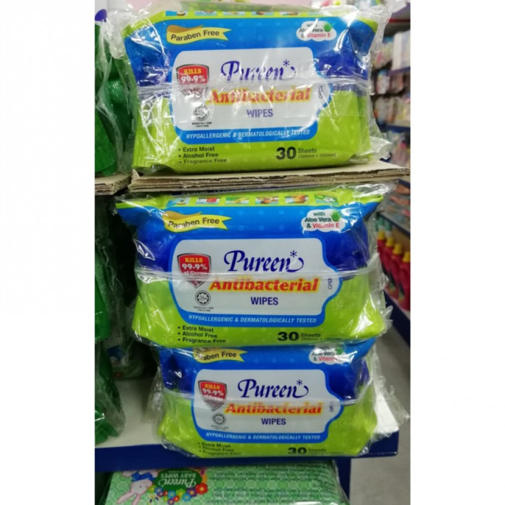PUREEN ANTIBACTERIAL WIPES 30s PUREEN ANTIBACTERIAL WIPES 30s