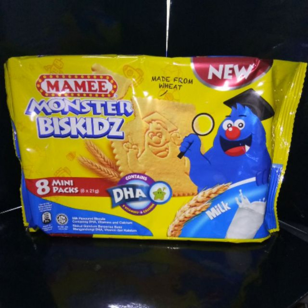 MAMEE MONSTER BISKIDZ MILK 8X21G MAMEE MONSTER BISKIDZ MILK 8X21G