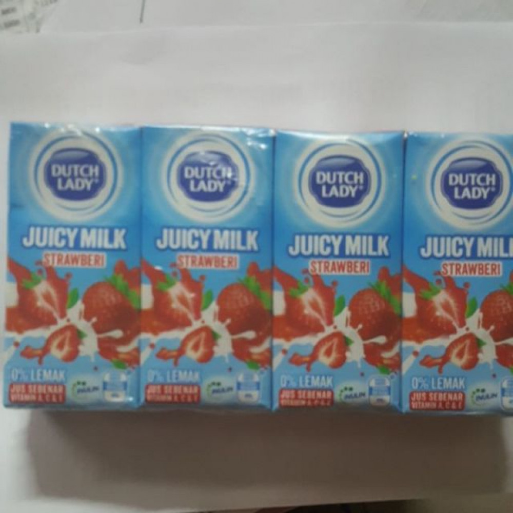 dutch lady juicy milk stawberry 0%fat 180ml x 4 dutch lady juicy milk stawberry 0%fat 180ml x 4