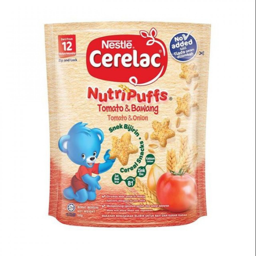Nestle Cerelac Nutripuffs Tomato & Onion 50g Nestle Cerelac Nutripuffs Tomato & Onion 50g