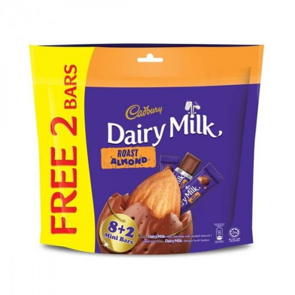 CADBURY DAIRY MILK ROAST ALMOND 8+2X15G CADBURY DAIRY MILK ROAST ALMOND 8+2X15G