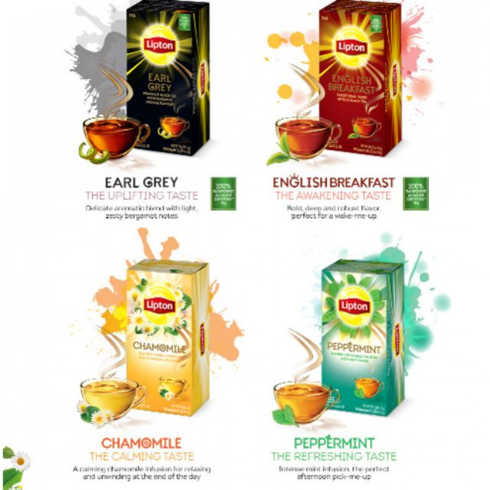 LIPTON EARL GREL / ENGLISH BREAKFAST/PEPPERMINT/CHAMOMILE (25 TEA BAGS) LIPTON EARL GREL / ENGLISH BREAKFAST/PEPPERMINT/CHAMOMILE (25 TEA BAGS)