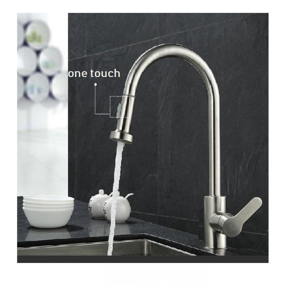 304 Stainless Steel Premier Swan Neck Pullout Kitchen Spray Tap (Reverse T Nozzle )