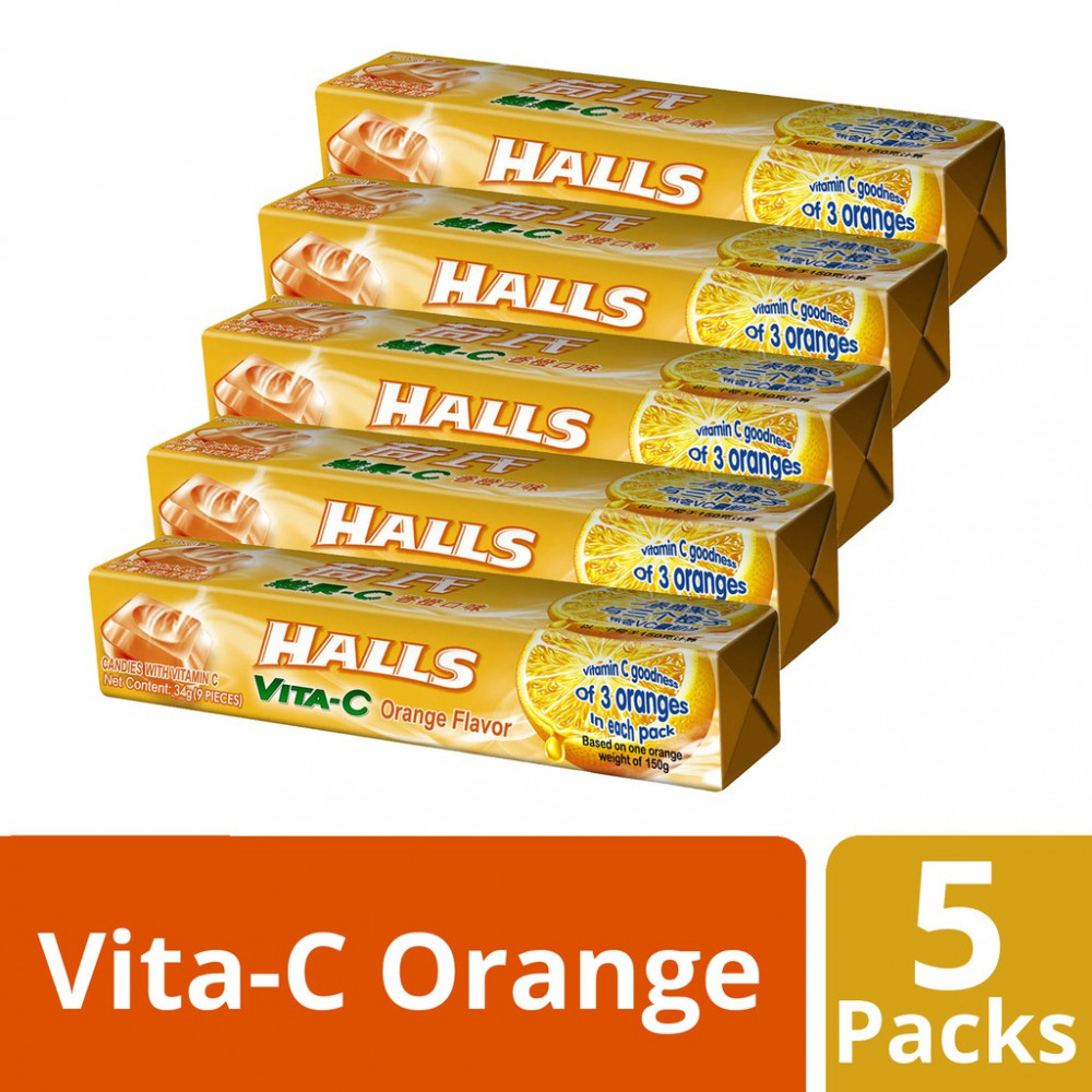 Halls Vita-C Stick Candy - Orange Mint (34g x 5) Halls Vita-C Stick Candy - Orange Mint (34g x 5)
