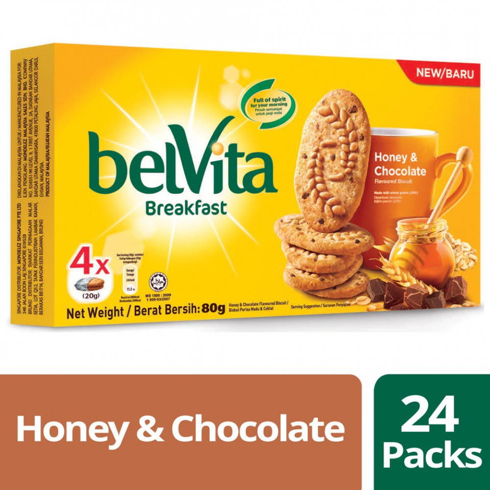 Belvita Breakfast Biscuits - Honey & Chocolate (80g x 24 Bundle) Belvita Breakfast Biscuits - Honey & Chocolate (80g x 24 Bundle)