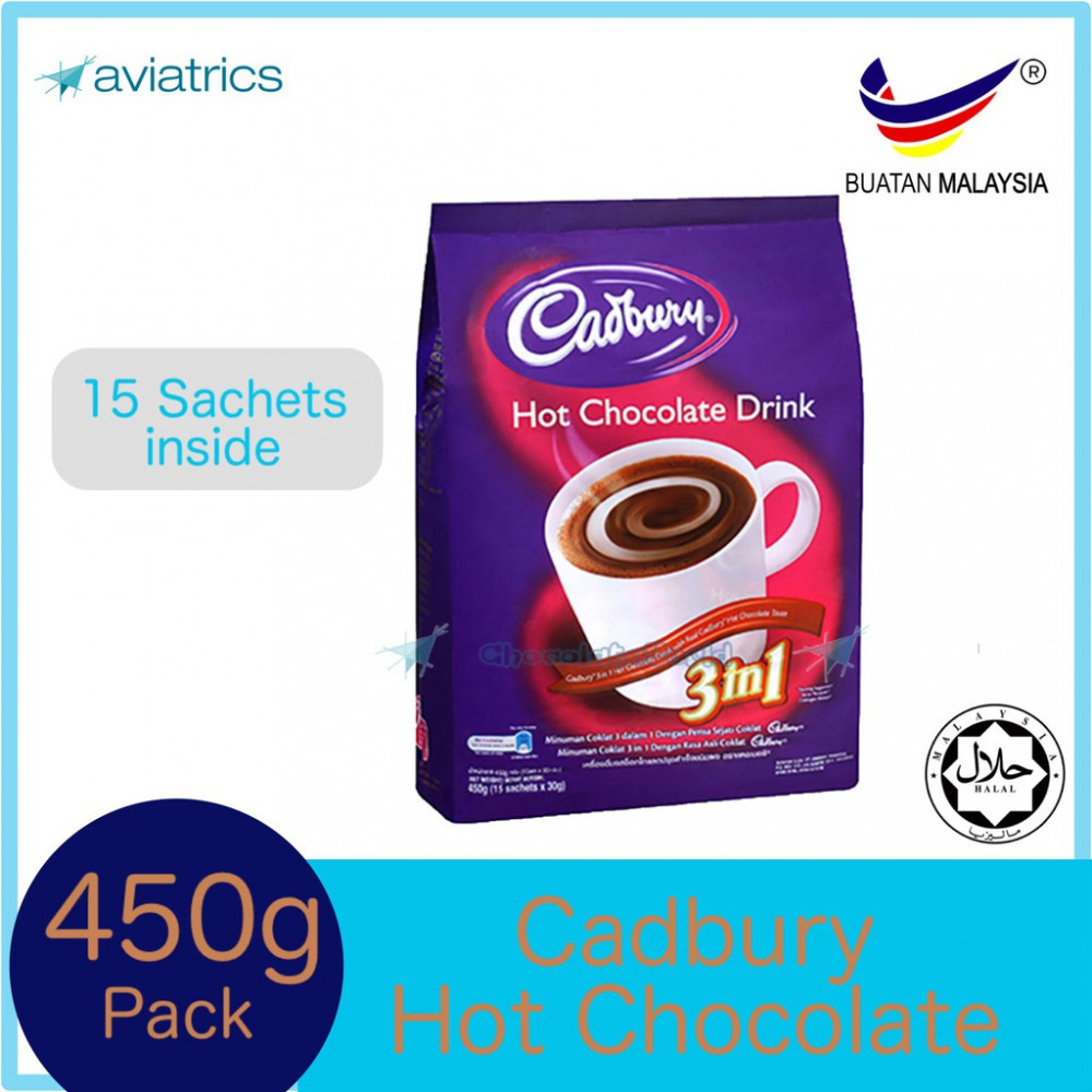 Cadbury 3 In 1 Hot Chocolate Drink 15sachets 450g Cadbury 3 In 1 Hot Chocolate Drink 15sachets 450g