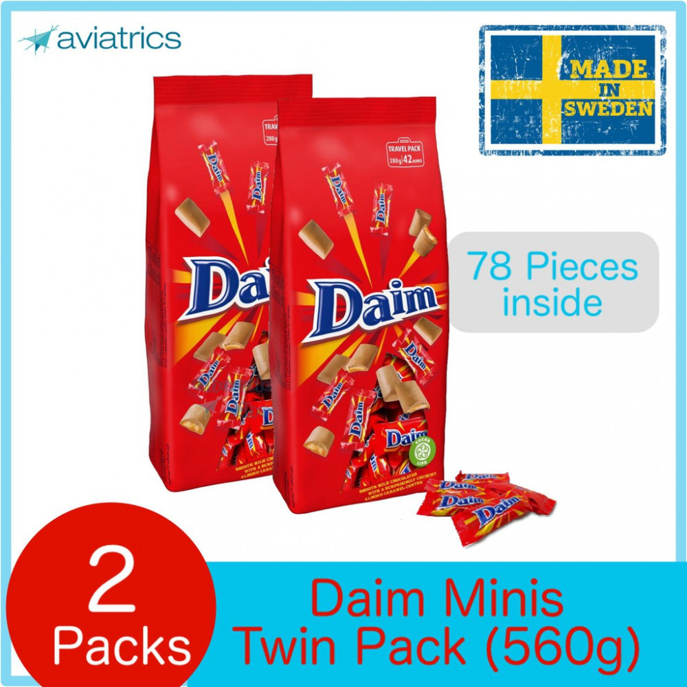 Daim Chocolate 78 minis Twin Travel Pack 560g EXP: Jan2020 (Made in Sweden) Daim Chocolate 78 minis Twin Travel Pack 560g EXP: Jan2020 (Made in Sweden)