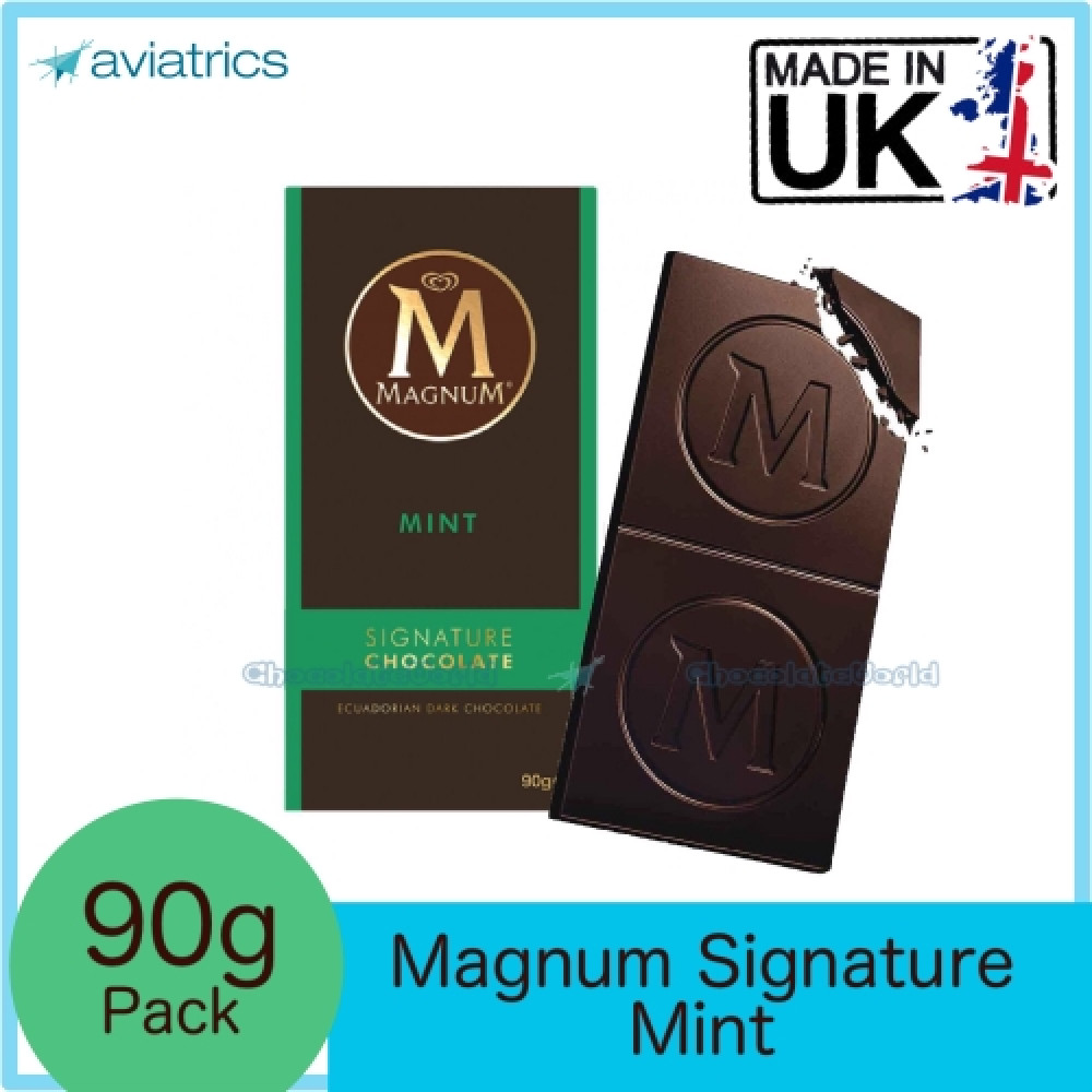 Magnum Signature Dark Chocolate Bar with Mint 90g (Made in UK) Magnum Signature Dark Chocolate Bar with Mint 90g (Made in UK)