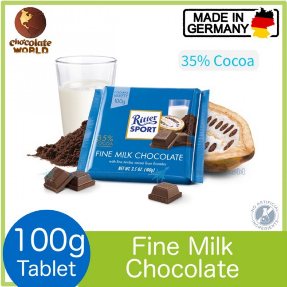 Ritter Sport 35% Fine Milk Chocolate 100g (Made in Germany) Ritter Sport 35% Fine Milk Chocolate 100g (Made in Germany)