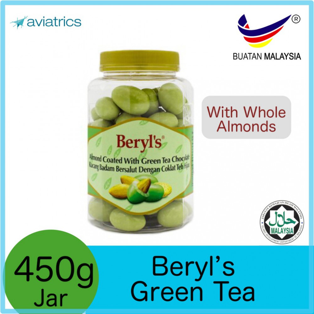 Beryl's Almond Coated With Green Tea Chocolate 410g (Made in Malaysia) Beryl's Almond Coated With Green Tea Chocolate 410g (Made in Malaysia)
