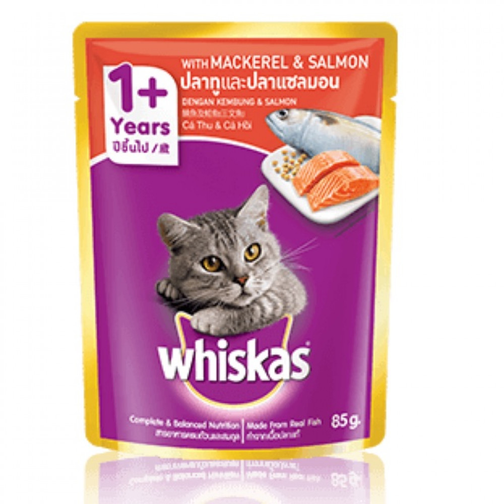 Whiskas 1+ Year Mackerel & Salmon 85g Whiskas 1+ Year Mackerel & Salmon 85g