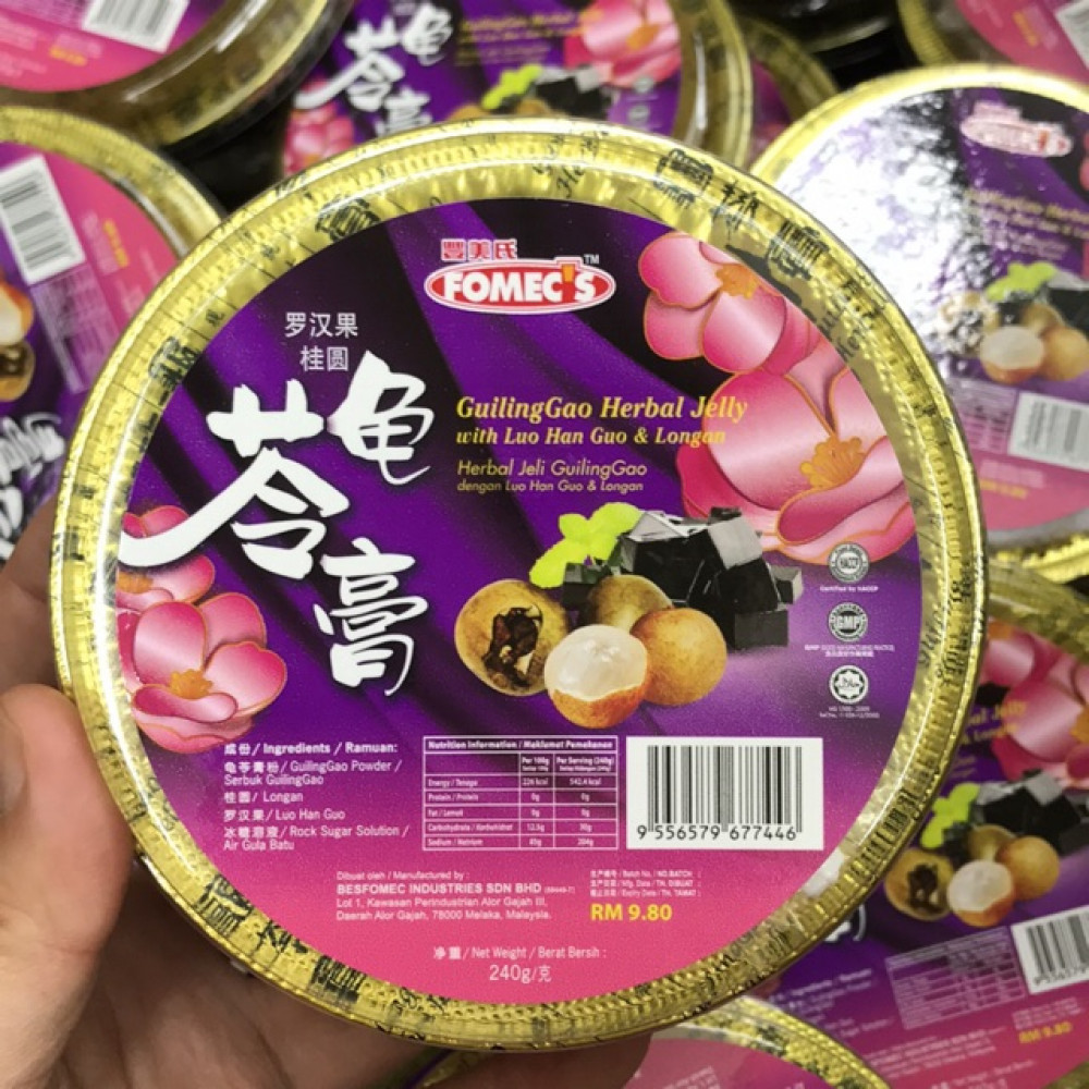【罗汉果桂圆Luo Han Guo Longan】 Fomec’s GuiLingGao Herbal Jelly 240g 丰美氏龟苓膏 Halal 【罗汉果桂圆Luo Han Guo Longan】 Fomec’s GuiLingGao Herbal Jelly 240g 丰美氏龟苓膏 Halal
