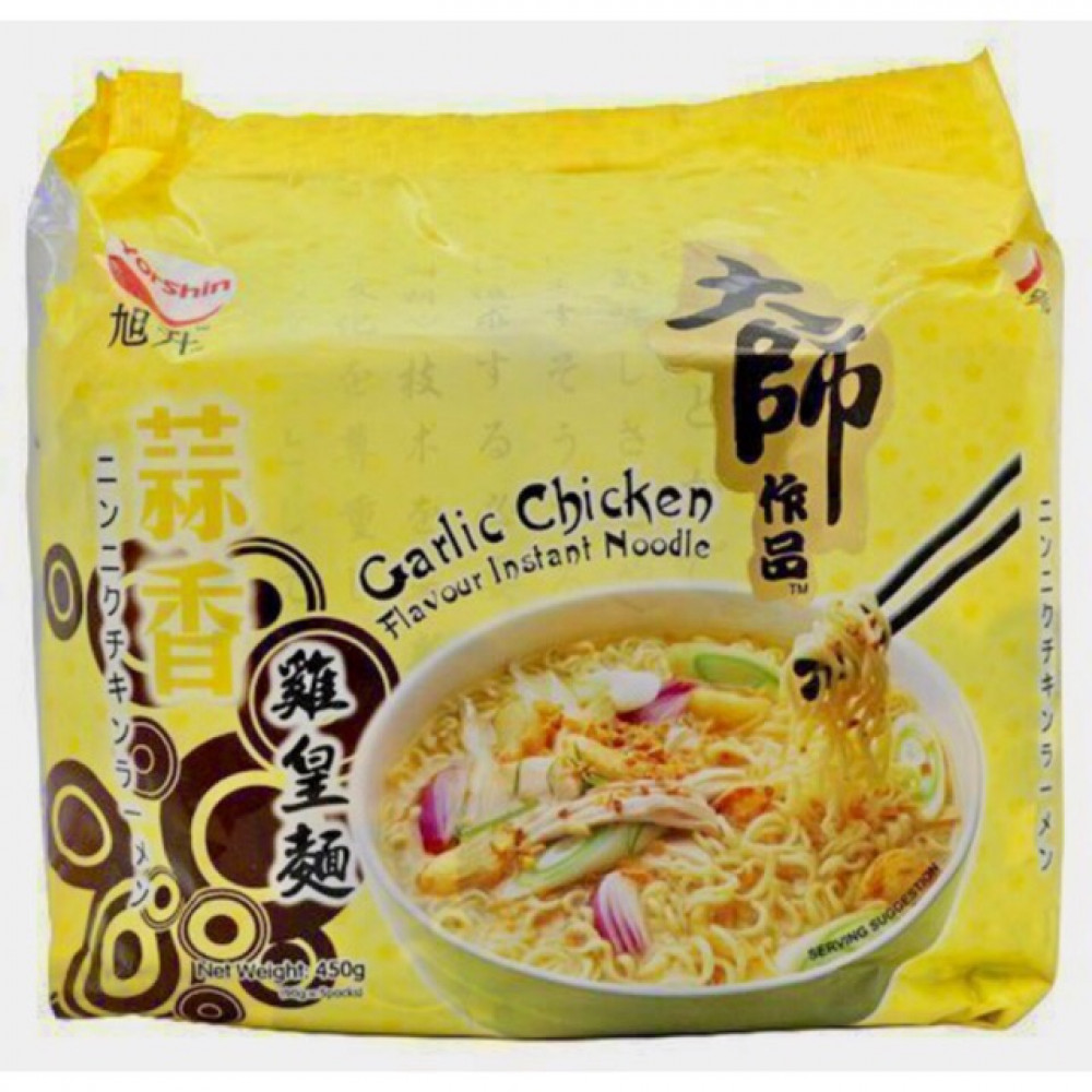 YORSHIN Garlic Chicken Flavour Instant Noodle 90g x 5’s 旭升 蒜香 鸡皇面 YORSHIN Garlic Chicken Flavour Instant Noodle 90g x 5’s 旭升 蒜香 鸡皇面
