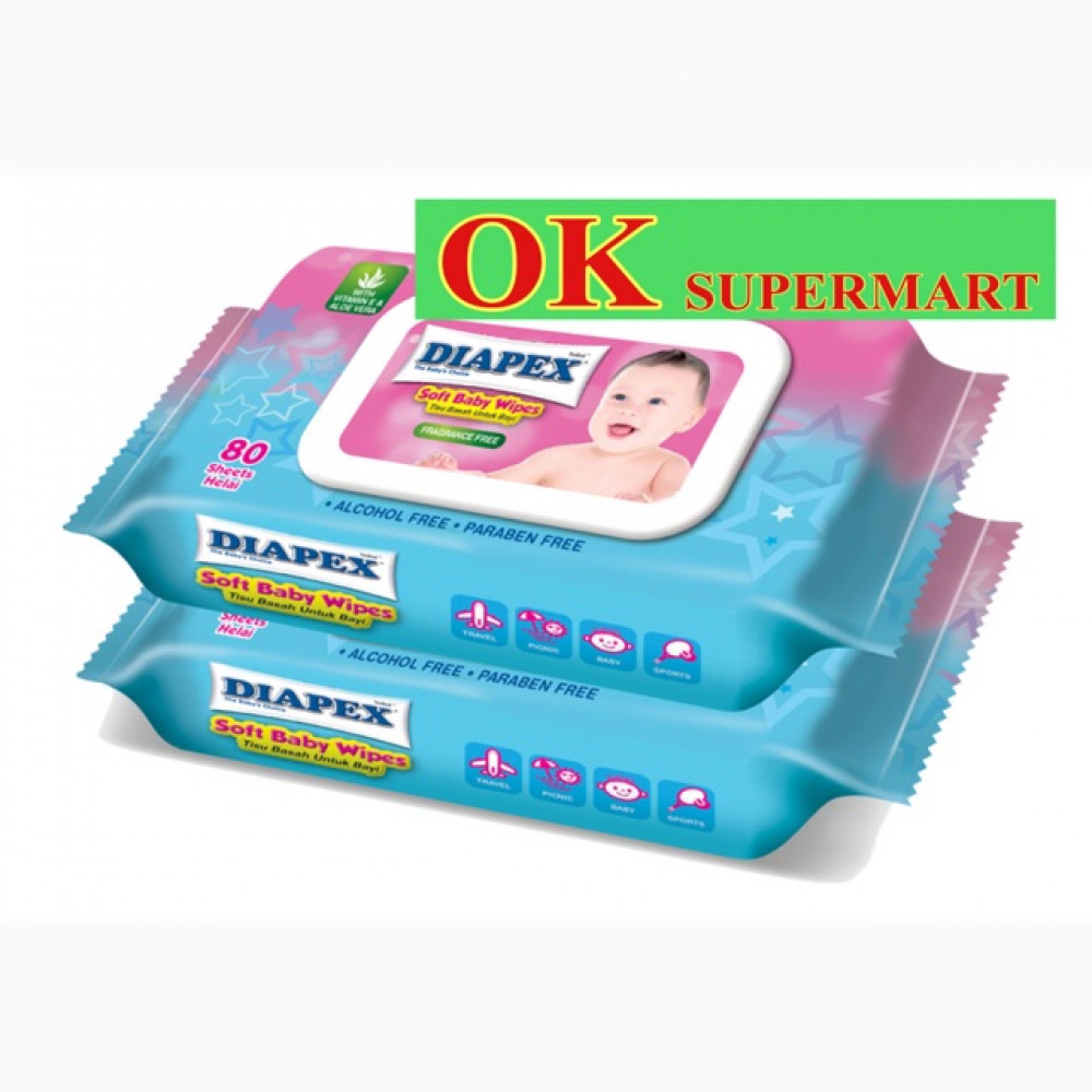 【2 X 80's】Diapex Soft Baby Wipes 【2 X 80's】Diapex Soft Baby Wipes