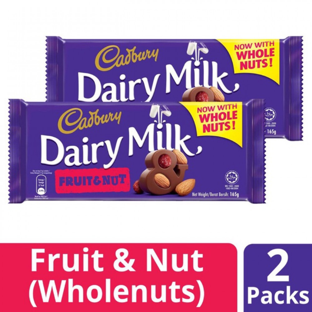 【2 Packs】Cadbury Fruits And Nuts 165g 【2 Packs】Cadbury Fruits And Nuts 165g
