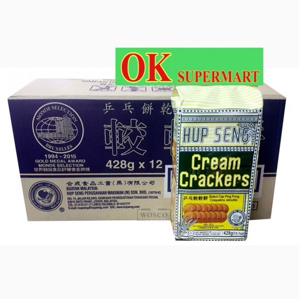 【12Packs】Hup Seng Cream Crackers 428g 【12Packs】Hup Seng Cream Crackers 428g